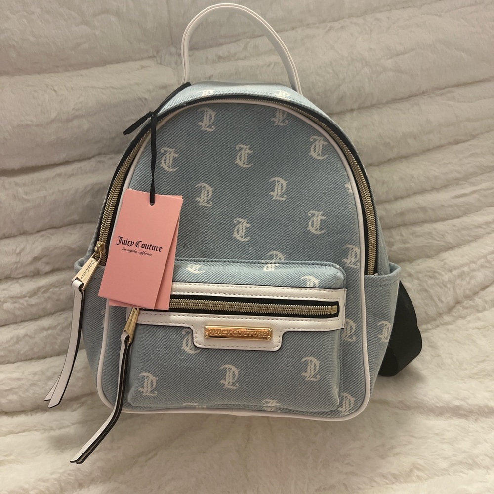 NWT Juicy Couture Mini Monogram Denim Backpack